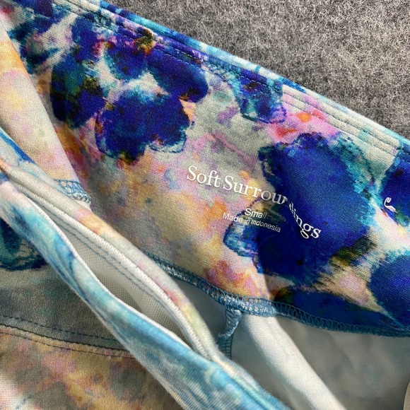 Soft Surroundings Leggings Small Blue Floral Superslim Myriad High Rise Knit - Picture 10 of 13